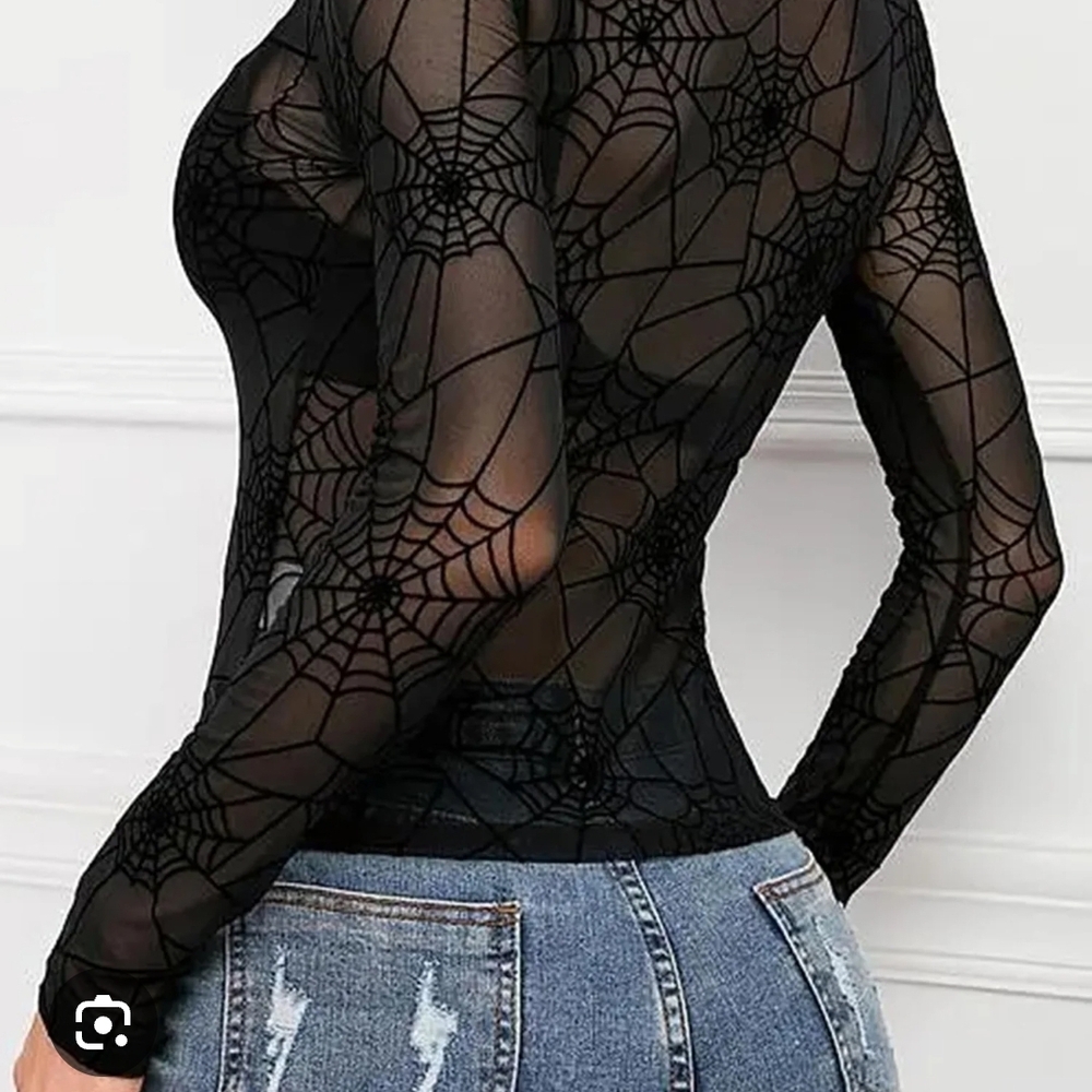 Black Spiderweb Mesh Top - Picture 2 of 3